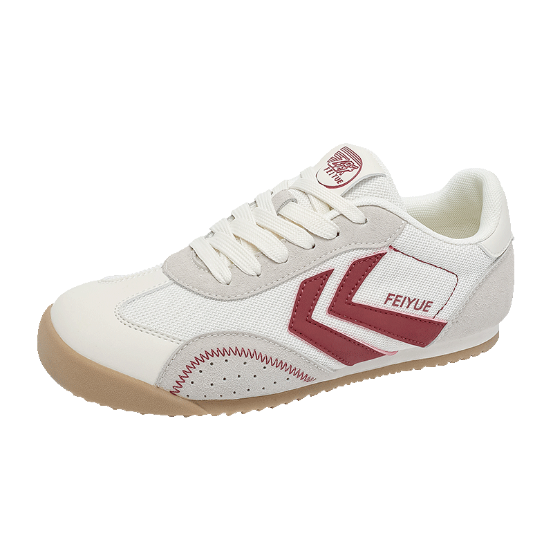 Feiyue Official Women's Sneakers 2026 Spring New Casual Lightweight Shoes Women Beige Red Size 37