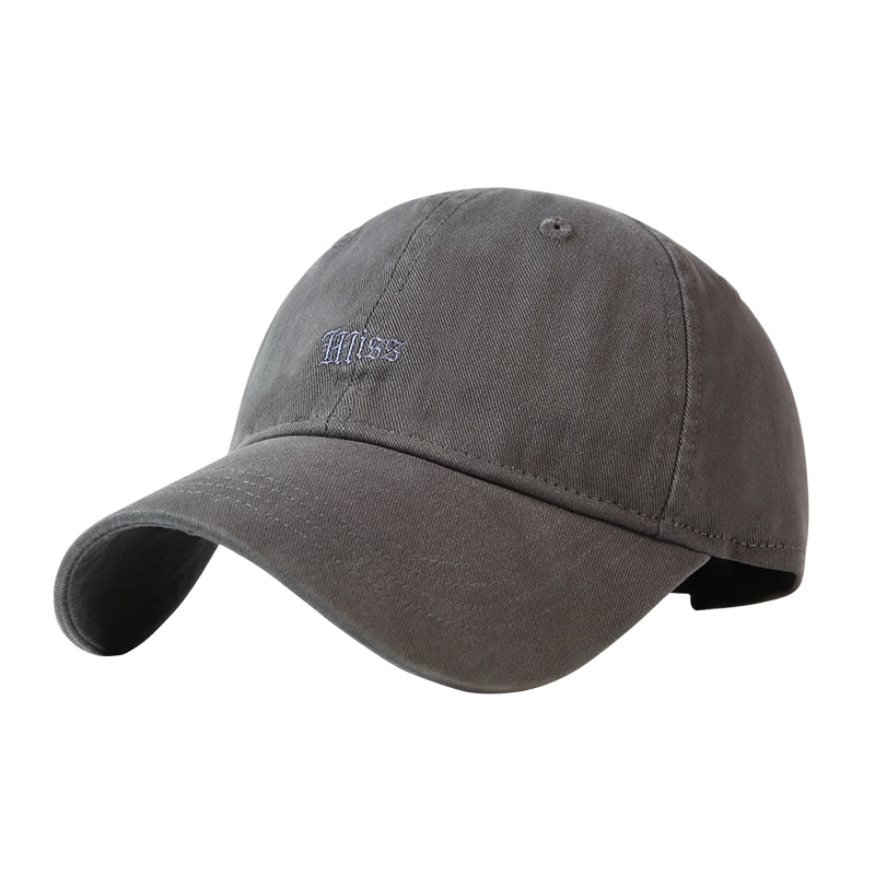 CACUSS Unisex Baseball Cap Fashion Simple Casual Letter Embroidery Duckbill Hat Large Head Circumference Face Slimming Rock Gray
