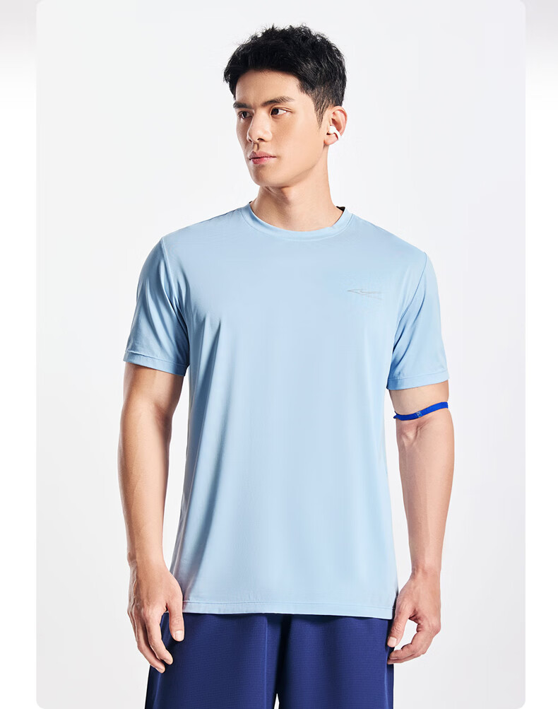 Erke Men's Summer Sports Short Sleeve T-Shirt Ice Cooling Quick-Dry Round Neck Running Shirt Solid Color Casual Base Layer Top 16
