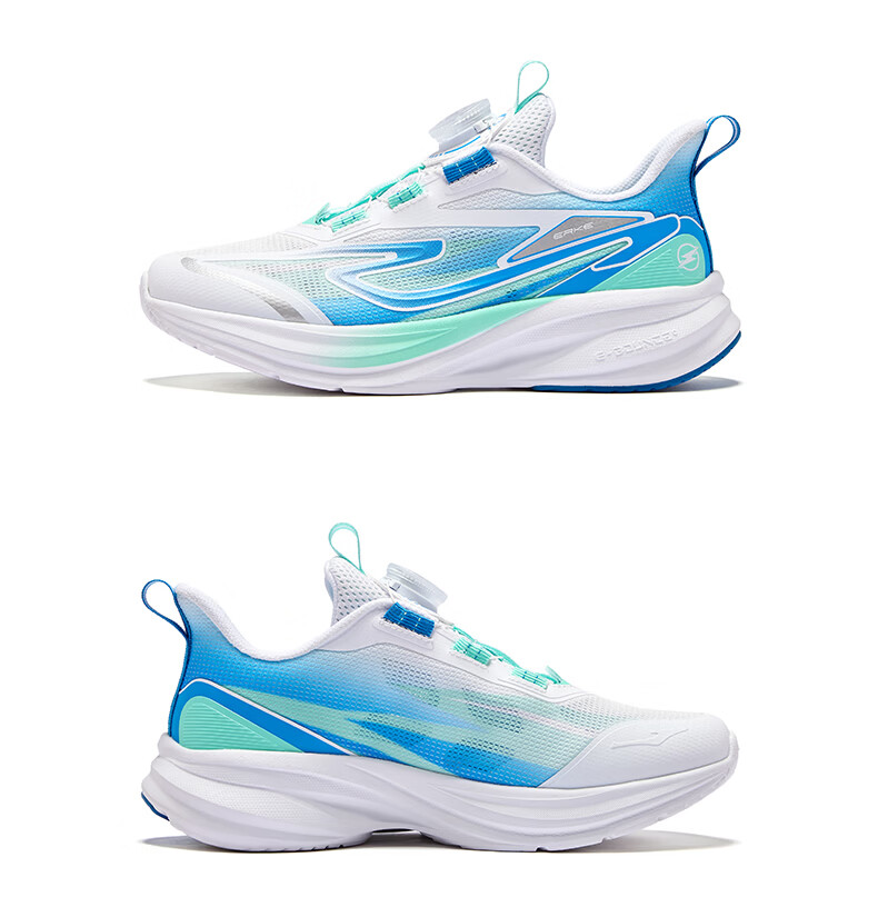 ERKE Kids Unisex Knob Buckle Sports Shoes Children's Cushioning Durable Running Shoes Microcrystalline White/Black Size 40 38