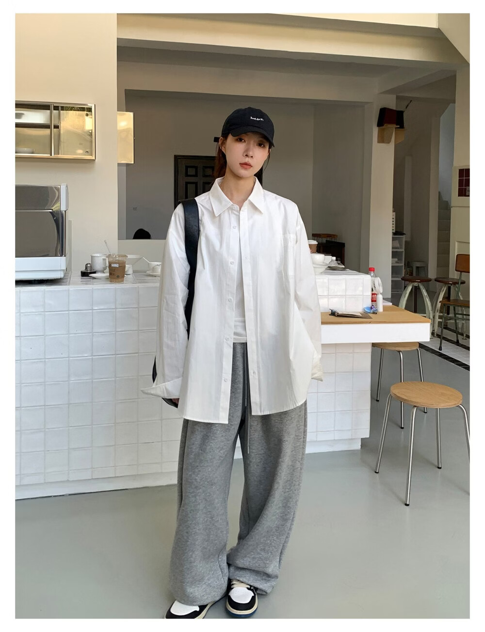 ICH MODE "Chic Subtlety" Fashion Design Relaxed Fit Long Sleeve Shirt Thin Jacket Women White S 11