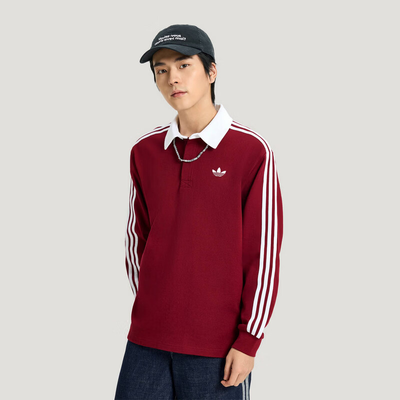 Adidas Originals Men's 3S PL Long Sleeve Polo KG3905 Red XL 1