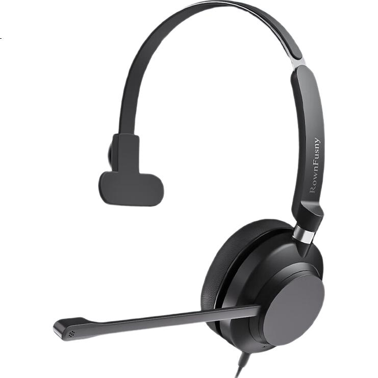 RownFusny EH16 Over-Ear Noise Cancelling Call Center Headset Single Ear Training Conference Headset QD Interface (Without Cable)