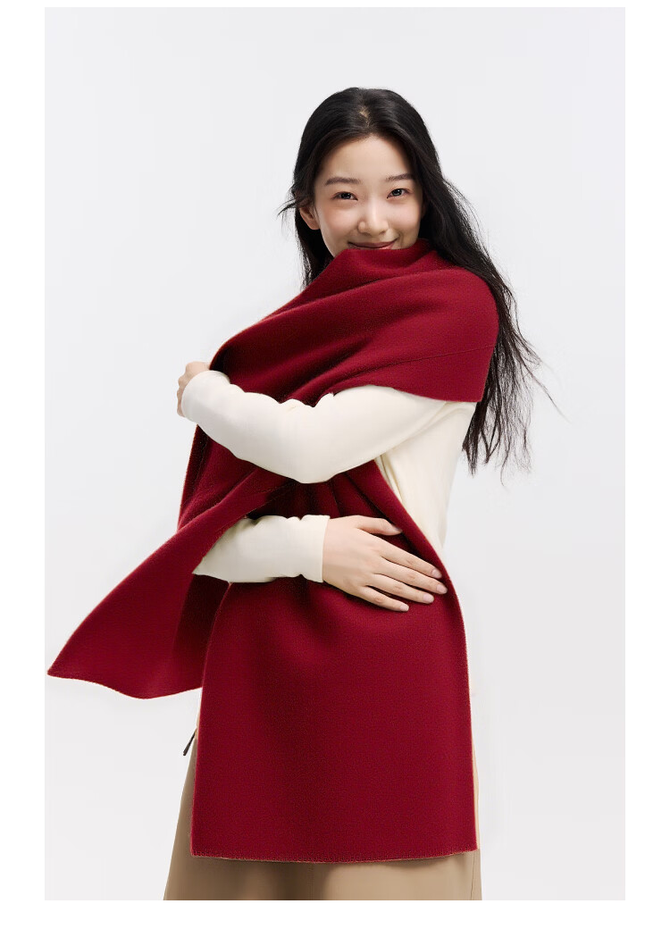 Beneunder Scarf Red Wool Warm Shawl Gift Box for Girlfriend Elders Women's Day Birthday Year of Birth Celebration 10