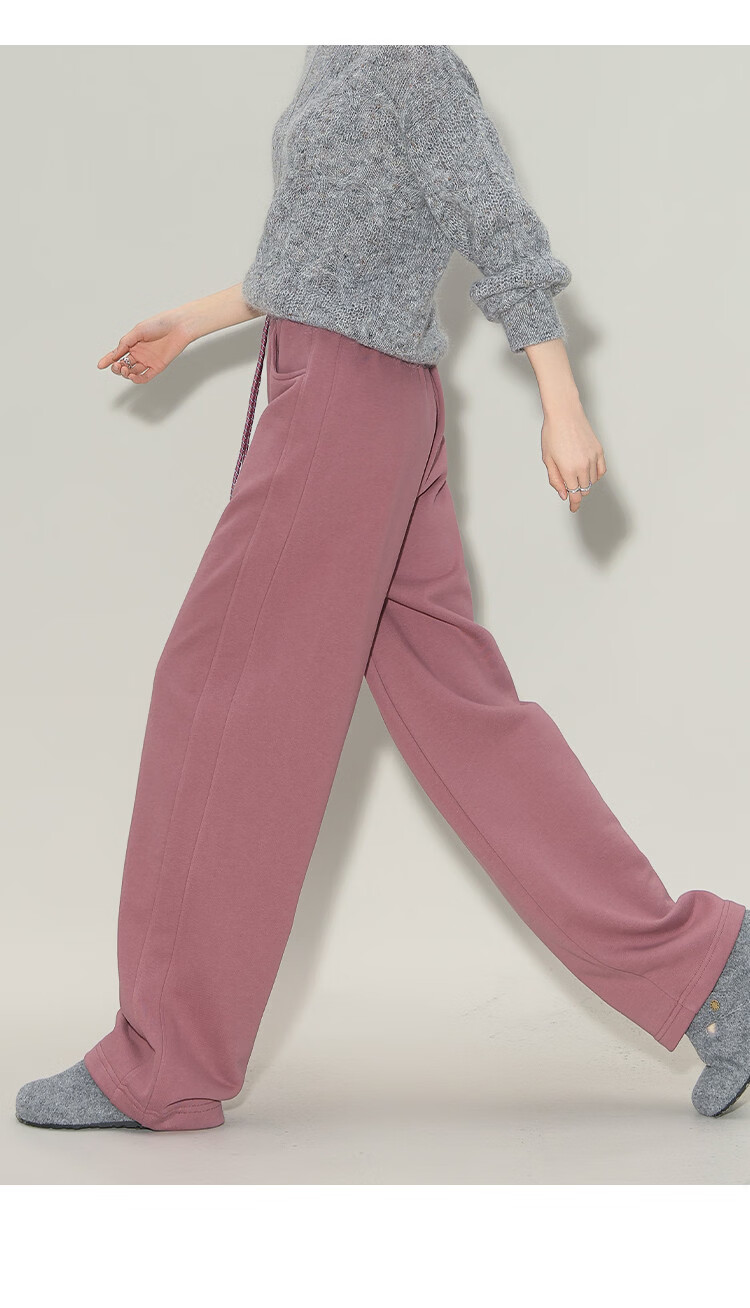 Demana Lazy Gentle Style Warm Winter High-Waist Thick Relaxed Scythe Comfortable Casual Curved Sweatpants for Women 11