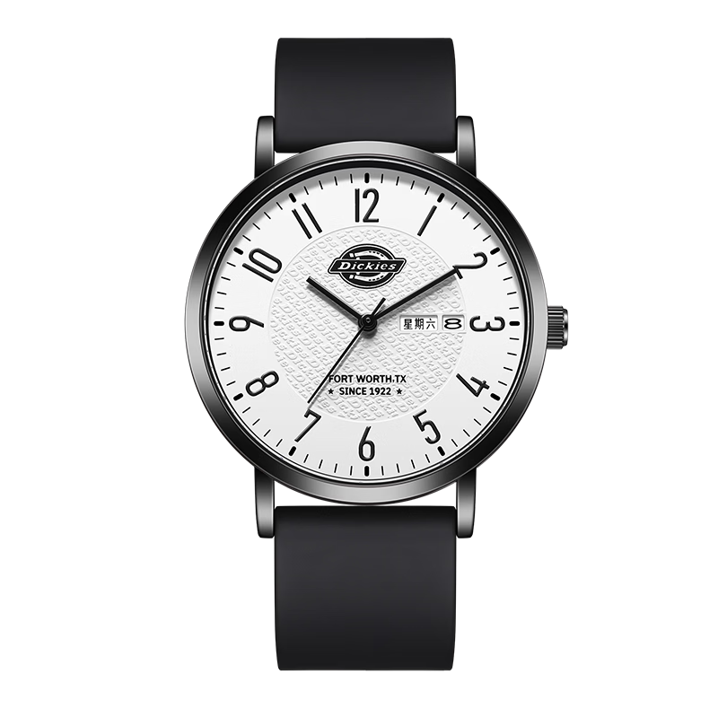Dickies Student Watch with Calendar, Luminous, for Teenagers And High School Students, Analog Silent Exam Watch, Boys' Model CL-750 White