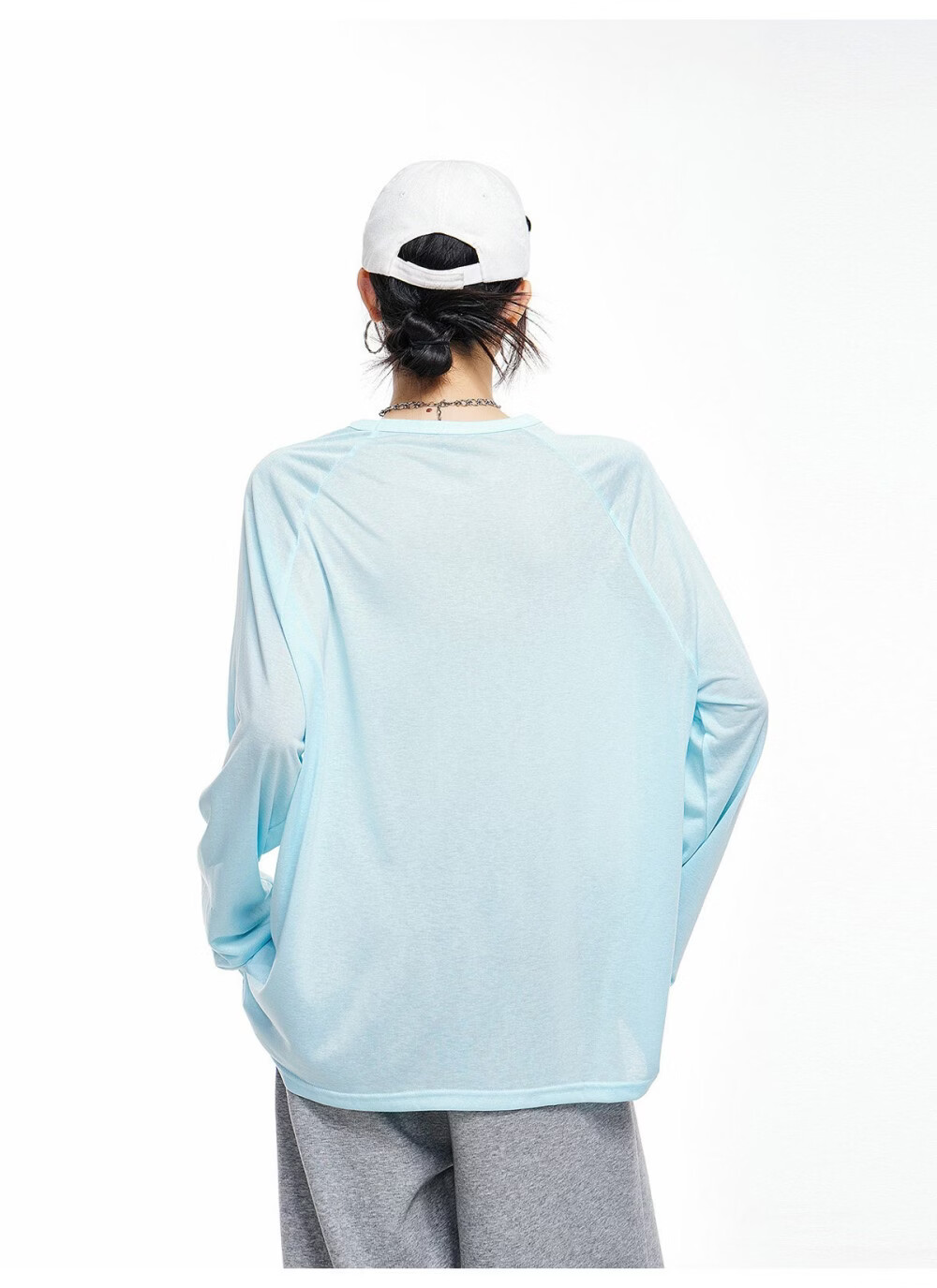 ICH MODE American Style Lightweight Cooling Physical Sunscreen Cover Shirt Women Summer New Loose Long Sleeve T-Shirt White S 13