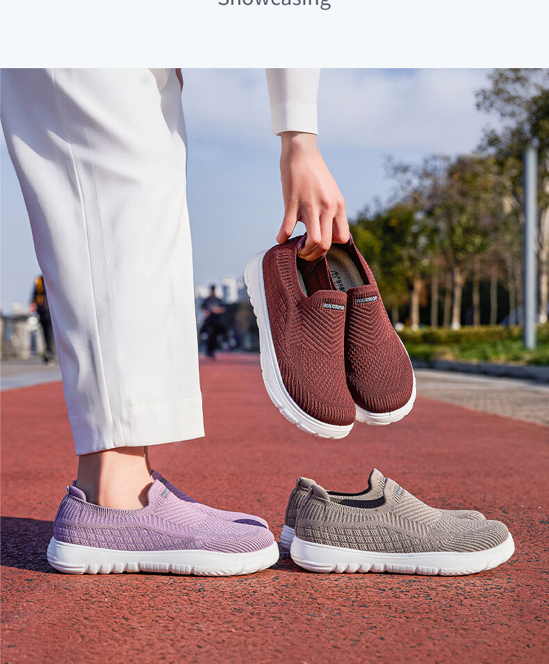 Warrior Mom Shoes Spring Summer New Breathable Cotton Insole Slip-On Mesh Non-Slip Casual Shoes Rose Red Size 37 9