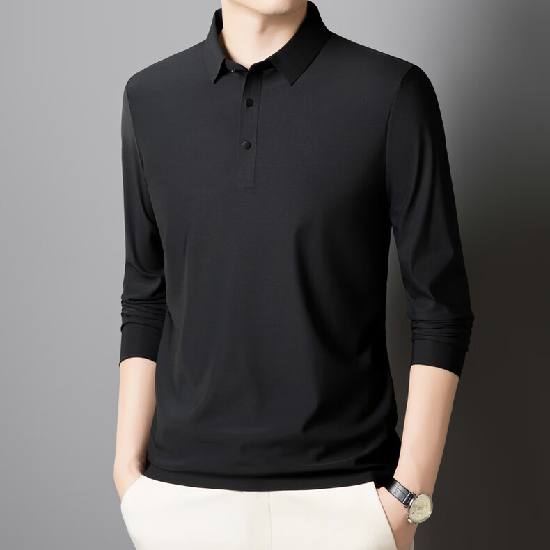 Hodo Men's Long Sleeve T-Shirt Summer Ice Silk Polo Shirt Wrinkle-Resistant Breathable Casual Top White M 11
