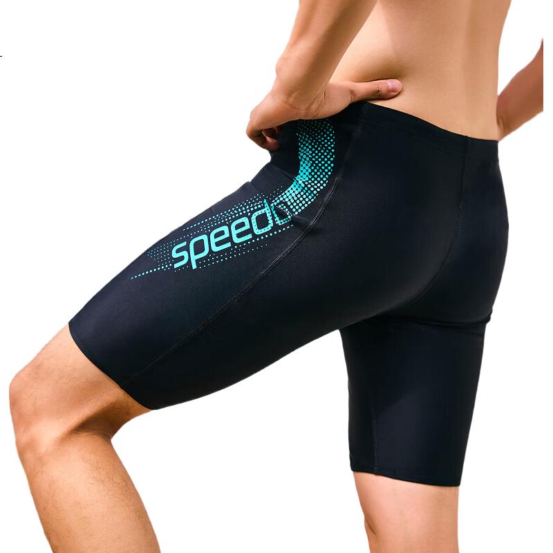 Мужские плавки-шорты Speedo с большим логотипом, профессиональные, устойчивые к хлору, быстросохнущие, классические, до колена, размер 36