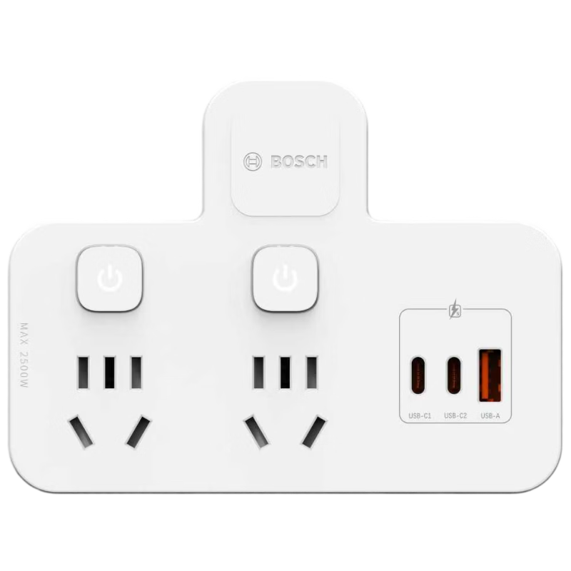 BOSCH Zigzag Plug Adapter/30W Socket Converter/One-to-Two Split Control/Multi-Functional Socket Extension/Wireless Power Strip PSTS-0301