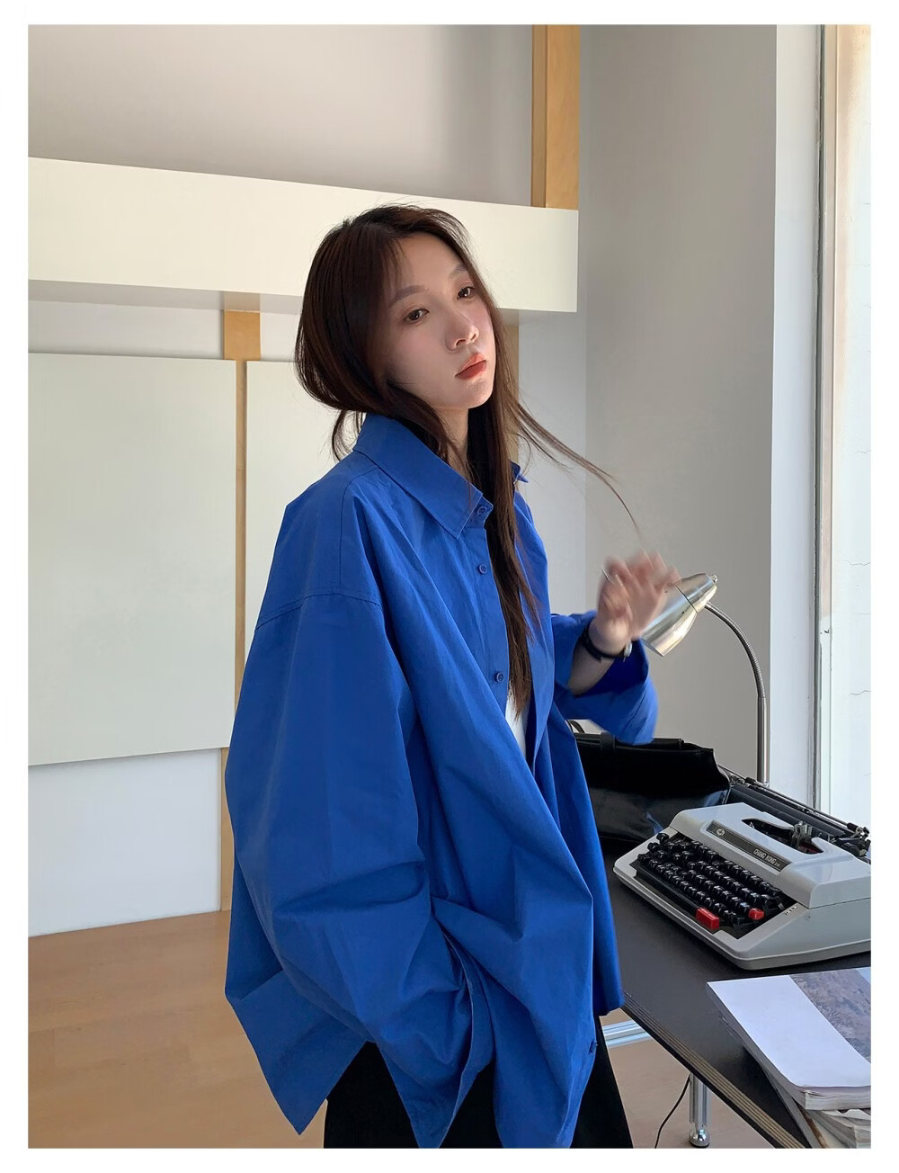 ICH MODE "Chic Subtlety" Fashion Design Relaxed Fit Long Sleeve Shirt Thin Jacket Women White S 4