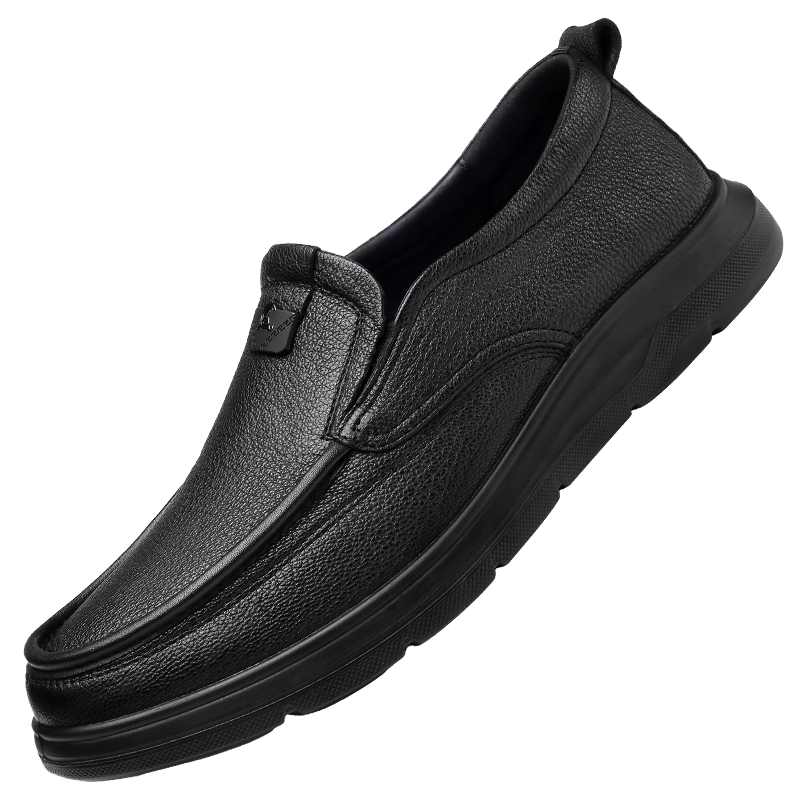 Qiangren Business Commute Leather Shoes for Men, Soft Upper And Sole, Slip-On Casual Shoes, Men's Footwear JDA351340 Black Size 42