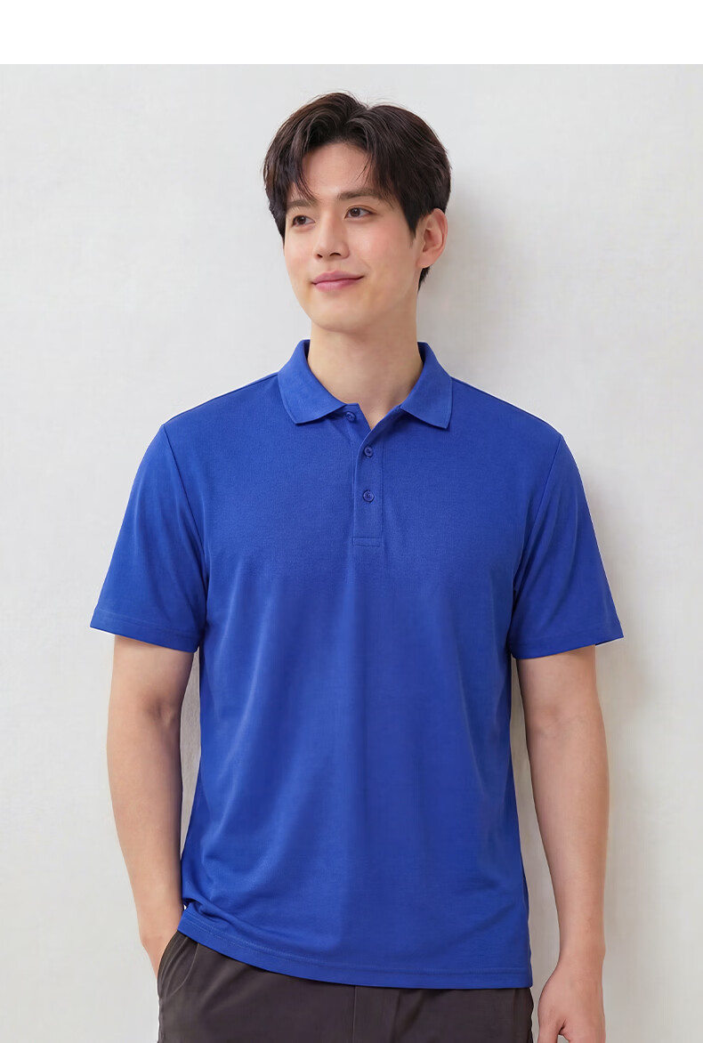 Romon Ice Silk Short Sleeve T-Shirt Men's Summer Business Casual Polo Collar Base Shirt Middle-aged and Young Dad Men's Wear 15