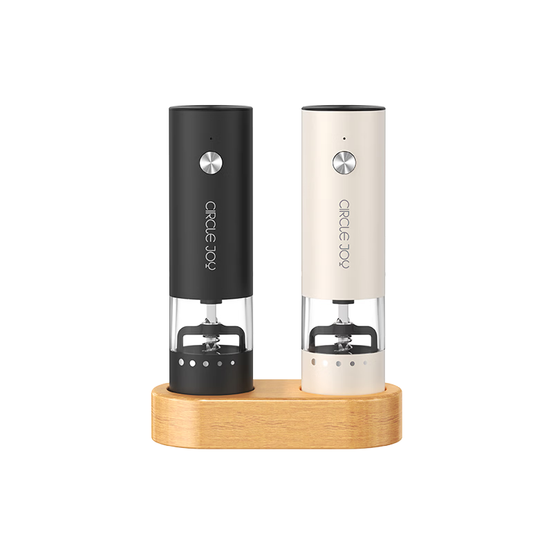 Circle Joy Mini Stainless Steel Electric Pepper Grinder Rechargeable Household Spice Grinder Set of 2