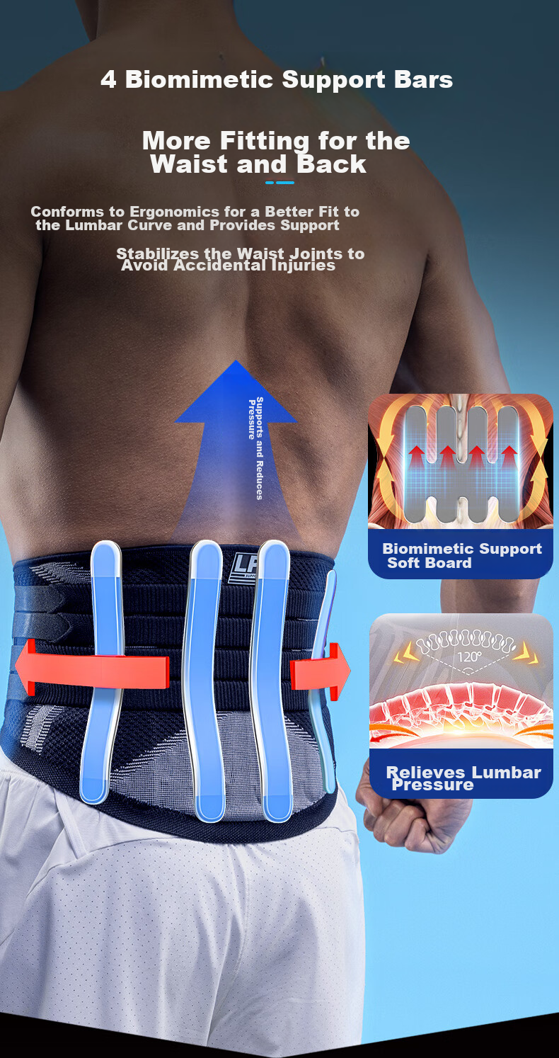 LP Waist Support Belt for Lumbar Disc Herniation, Muscle Strain, Sports Fitness, Badminton, Basketball, Waist Trimming And Protection Gear 7