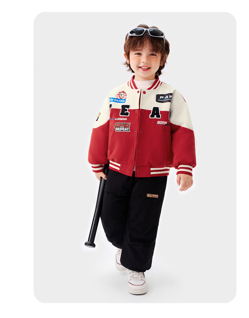 PAW PATROL Boys' Hip-Hop Motorcycle Baseball Jacket, Boys' Spring and Autumn High Street Motorcycle Top, Dark Navy, Size 140 9