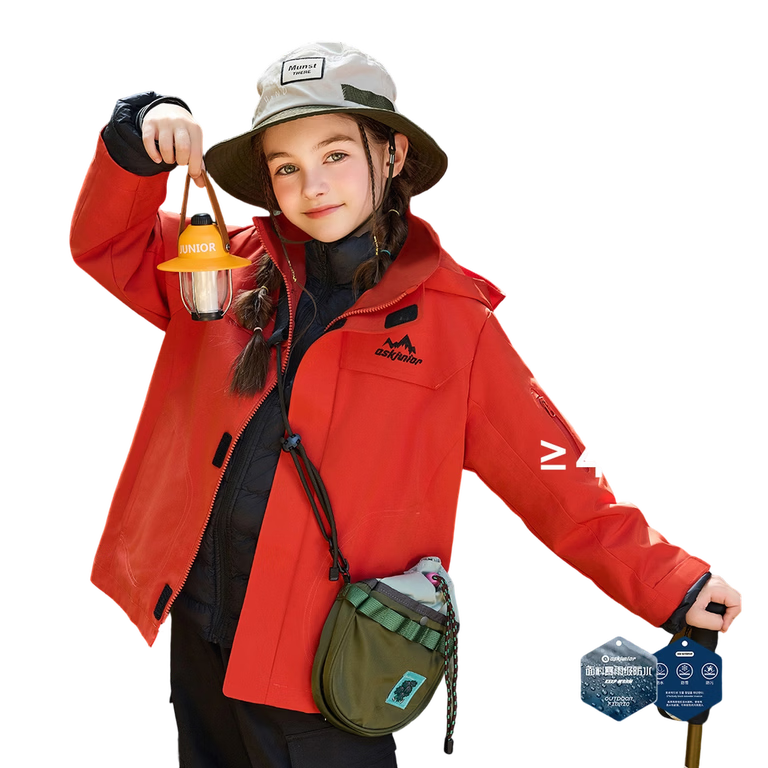 ASK JUNIOR Kids Windproof Jacket Boys Girls Spring Outdoor Sports Hiking Coat Dark Green 110