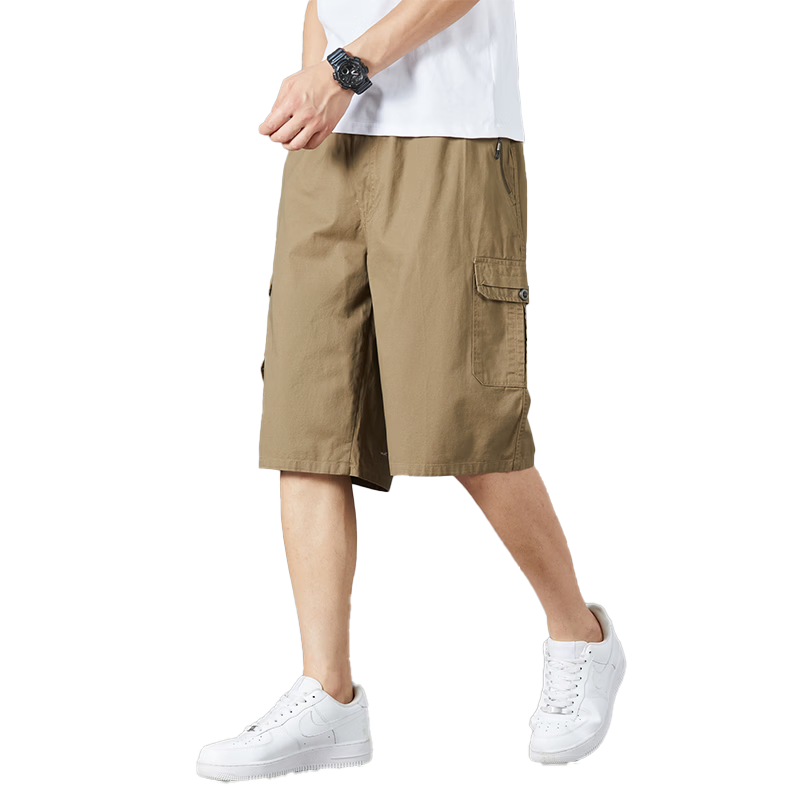 RED DRAGONFLY Men's Summer Fashion Simple Cotton Comfortable Breathable Versatile Seven-Point Sports Cargo Shorts