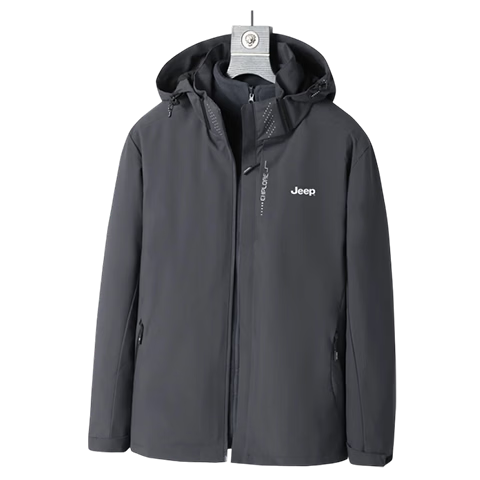 JEEPJEEP Men's Autumn Winter Outdoor Sports Windproof 3-in-1 Mountaineering Jacket Navy Blue 3XL