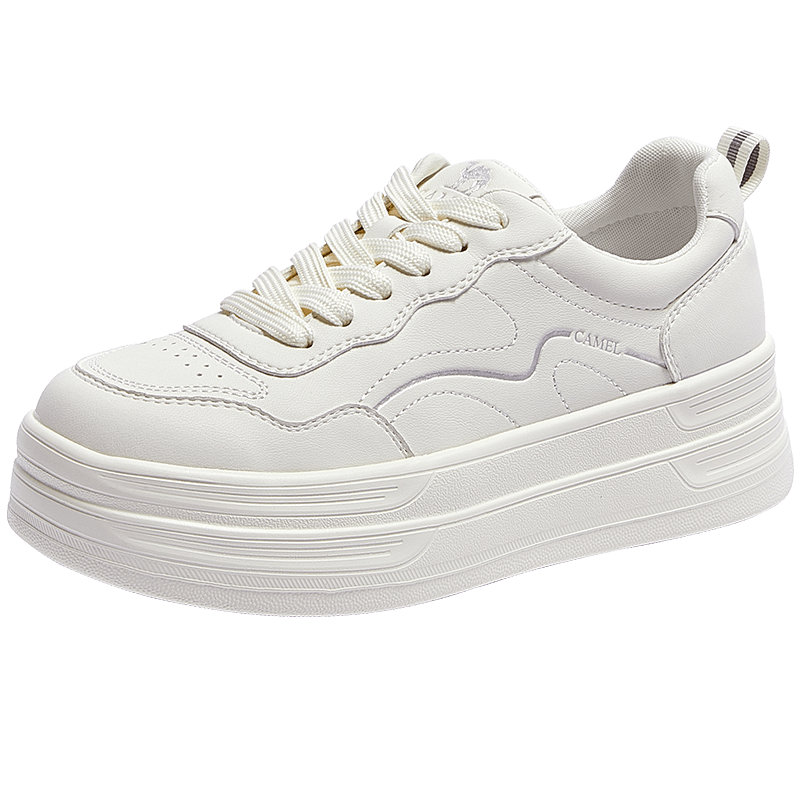 CAMEL Layered Shoes 2nd Generation Women's Versatile Patchwork Sports Casual Thick Sole Sneakers L26S255142 Off-White 38