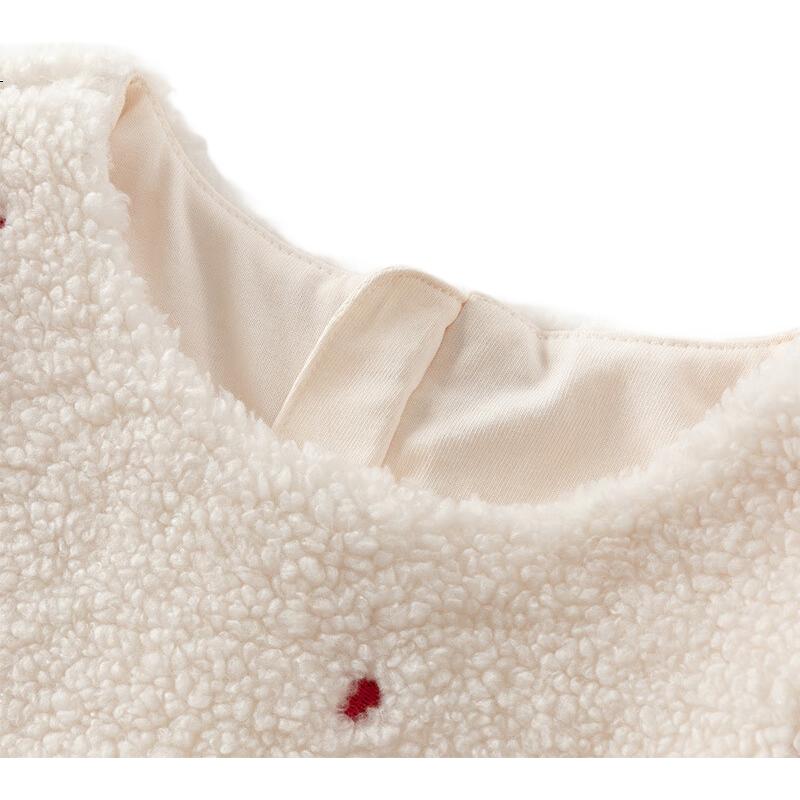 David Bella Kids Plush Vest Dress Winter Girls Warm Red New Year Dress Children's Clothing