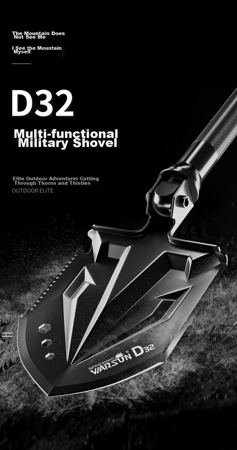 WARSUN D57 Military Shovel, Multifunctional Folding Tibetan Mastiff Shovel, Iron Spade, Outdoor Camping Military Shovel 3