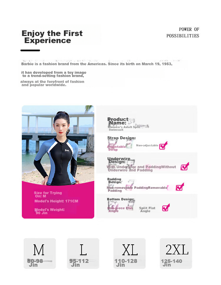 Barbie Sun Protection Two-Piece Swimsuit for Women, Long-Sleeve And Long Pants Professional Conservative Diving Suit Slimming Beach Swimwear 2