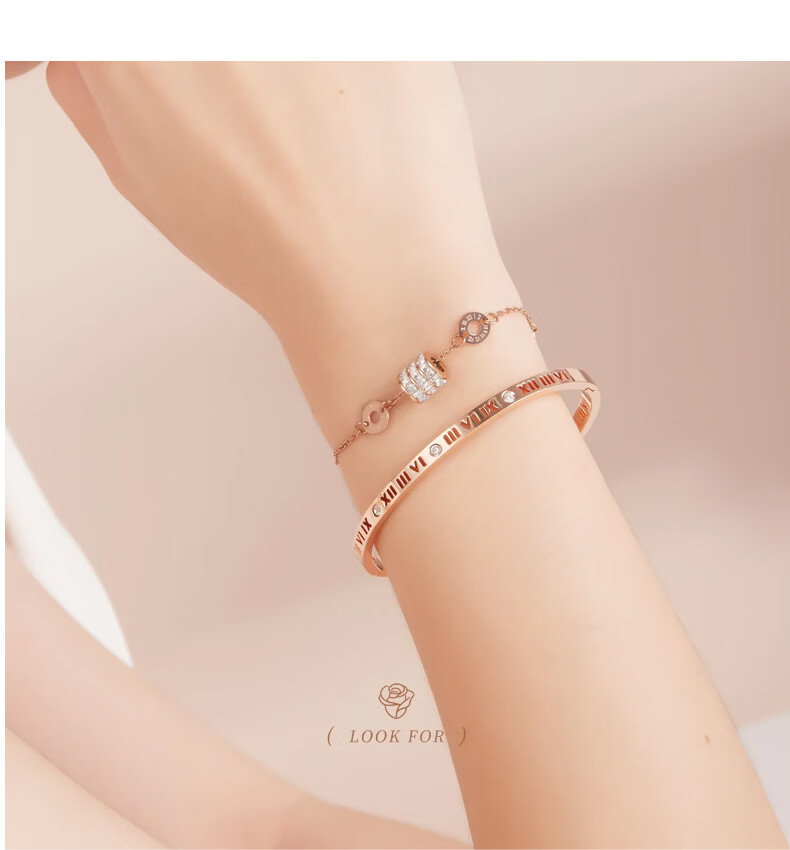 Chow Tai Fook [1000+ Stores] Rose Gold Luxury Slim Waist Bracelet for Women Stackable Bangle Birthday Gift for Girlfriend 11