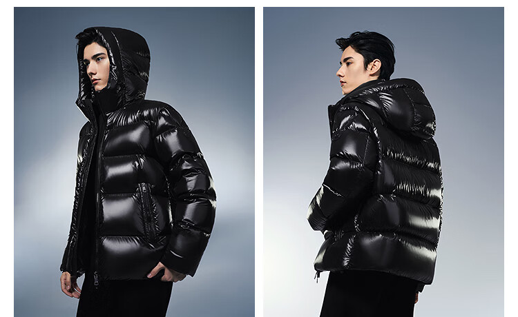 BOSIDENG Puff High-Fill 90% Goose Down Short Hooded Loose Warm Jacket for Men and Women Couples 8