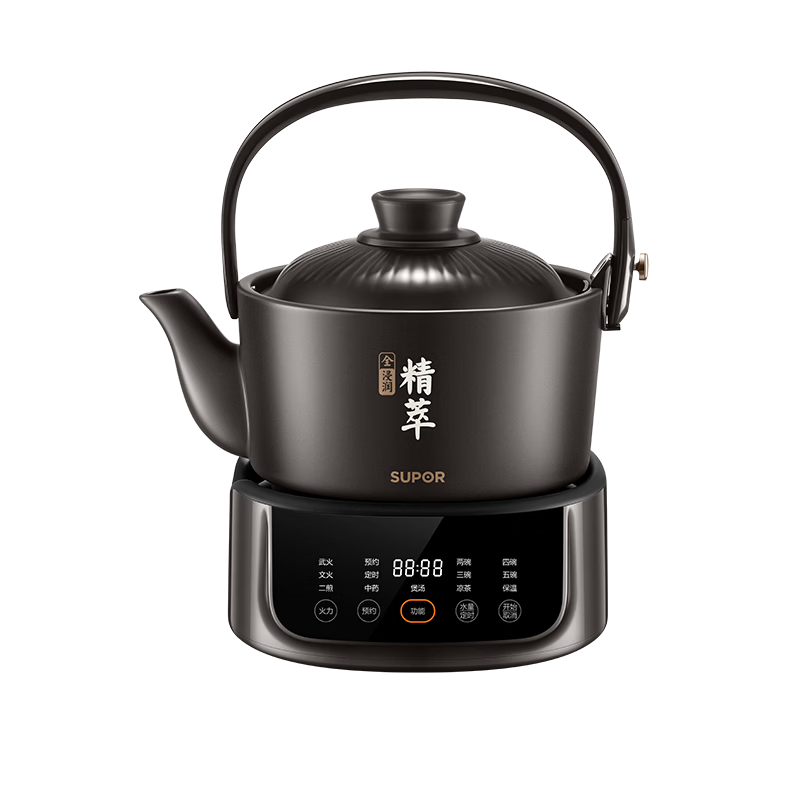 SUPOR 4L Large Capacity Herbal Medicine Cooker with Pressed Medicine Lid, Dual Firepower 1000W High Power Health Pot, Dual-use Medicinal and Culinary Stew Pot, Pressed Medicine Extraction, Household S