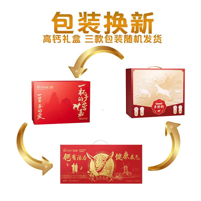 佳贝艾特（Kabrita）羊奶粉营嘉高钙富硒800克*2礼盒装 送礼父母成人年货