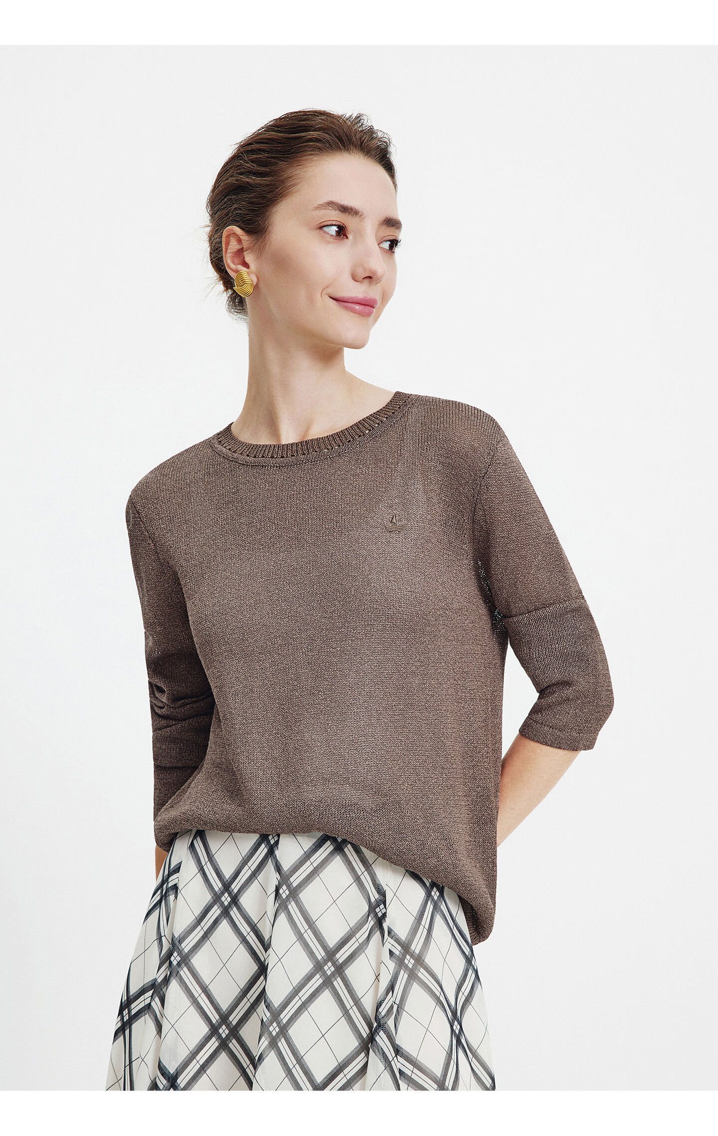 Navigare Fashion Week Same Style Small Sailboat 26 New Women's Lightweight Knit Round Neck Hollow Out Sweater Top 2314006501 45