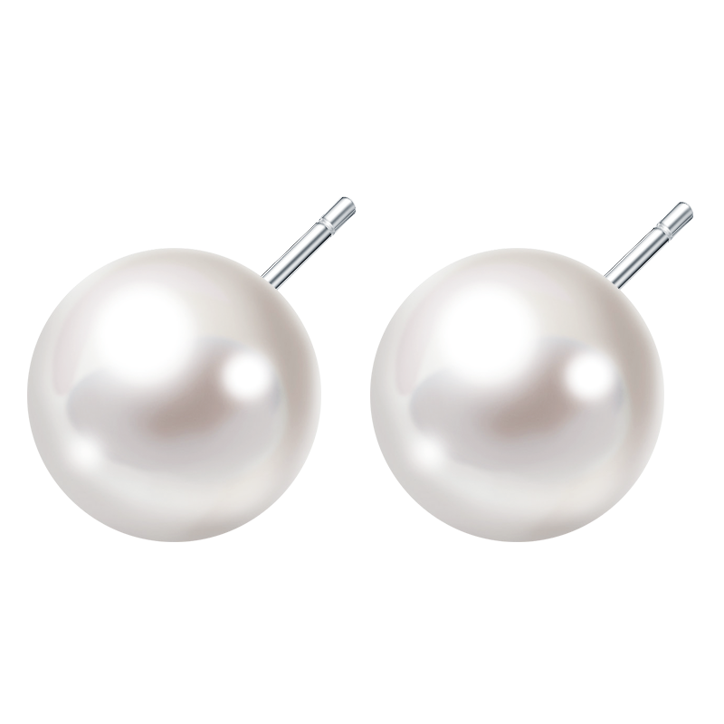 N2it Pearl-Like Silver Stud Earrings for Women, S925 Sterling Silver Needle Earring, Graduation Birthday Gift for Girlfriend Or Wife