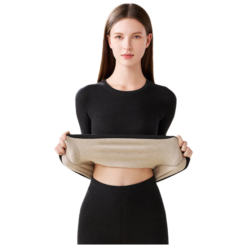 Tingmei | Bargain Cashmere Silk Set Thermal Thickened Warm Women's Autumn Winter Fleece Lined Underwear Pajamas