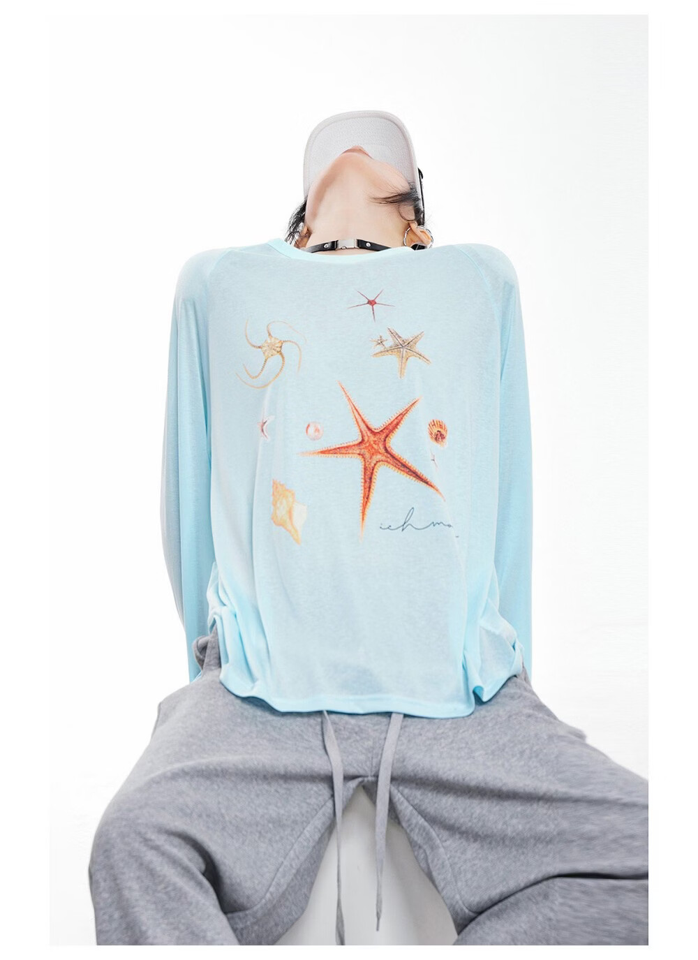 ICH MODE American Style Lightweight Cooling Physical Sunscreen Cover Shirt Women Summer New Loose Long Sleeve T-Shirt White S 14