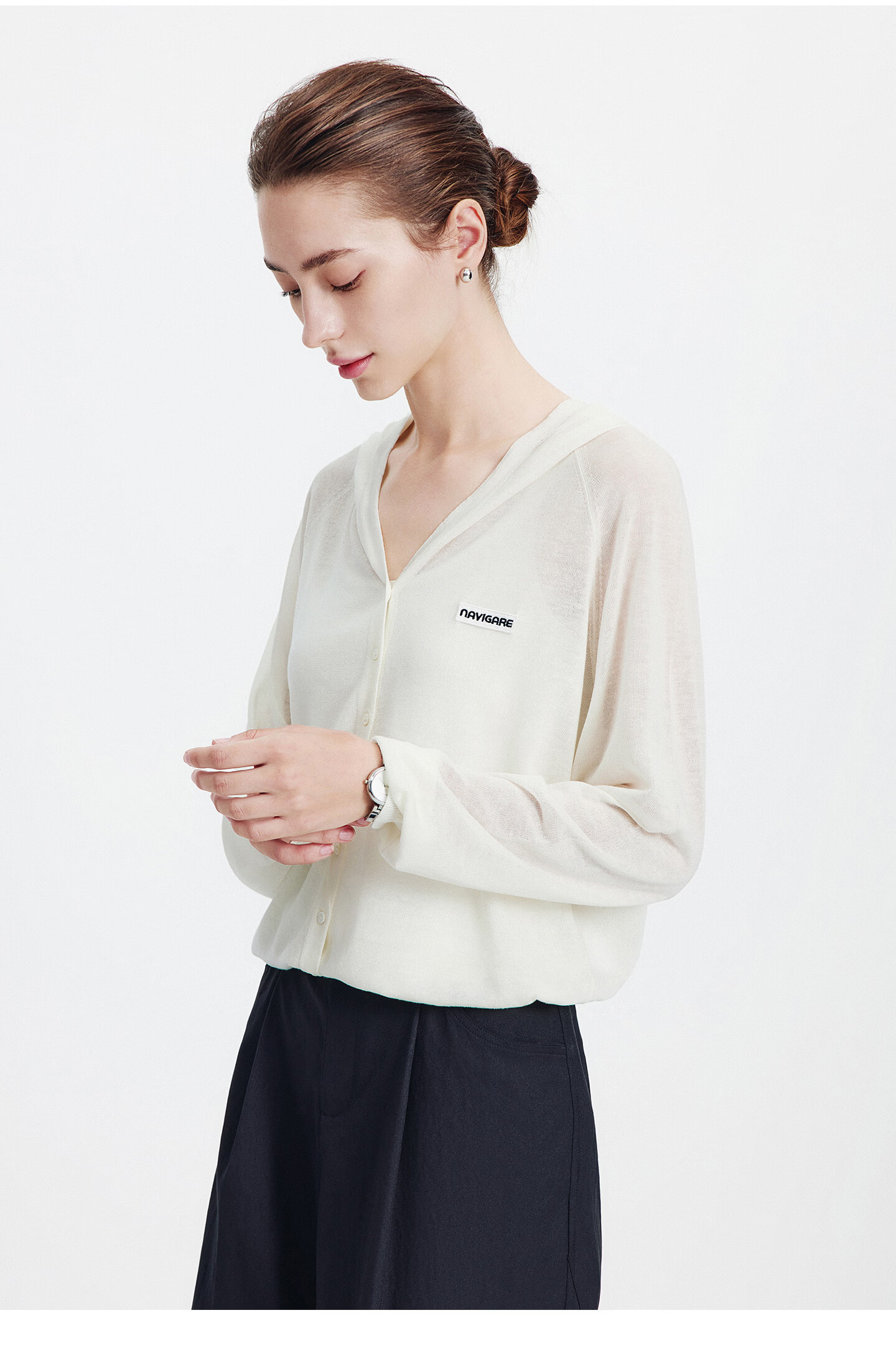 Navigare [Celebrity Edition] Small Sailboat 26 New Women's Lightweight Hooded Knit Cardigan Air Conditioning Jacket 2314096504 45