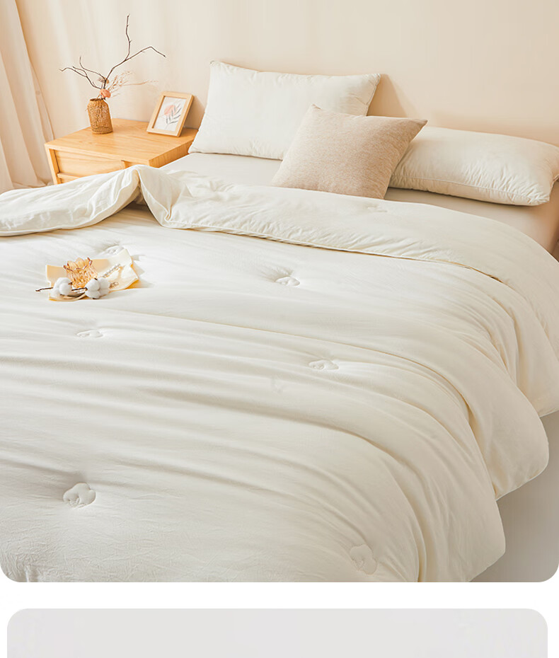 Hongdou A-Class Antibacterial Cotton Quilt Summer Cooling Quilt Thin Quilt Spring and Autumn Quilt 200x230cm 4 Jin White 4