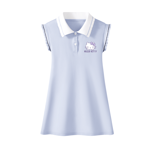 Hello Kitty Kids Cute Girls Princess Dress 2026 Summer New Children's Sports Polo Dress Stylish Girls Skirt