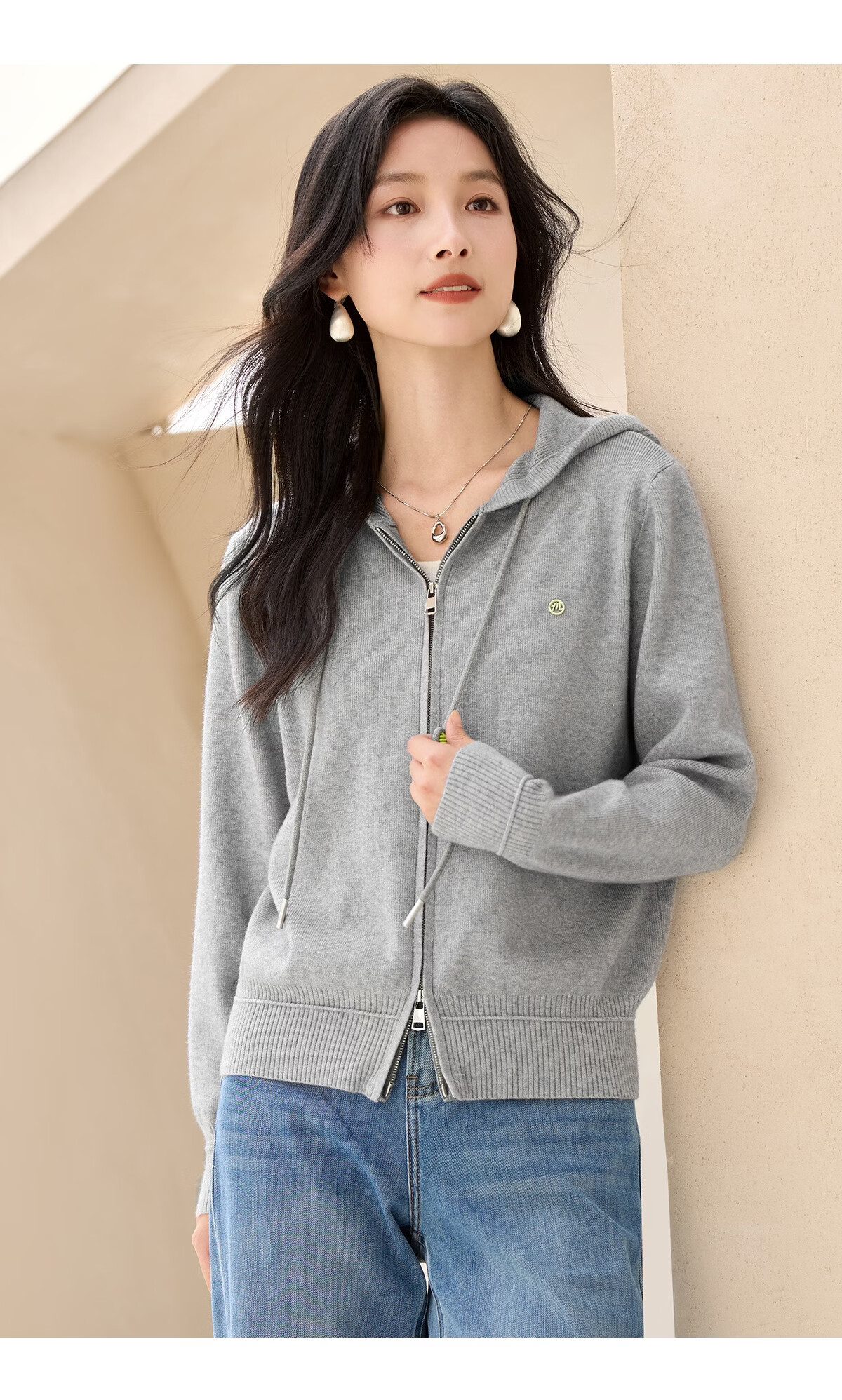 Chushen Spring Autumn Women's Short Jacket Fashion Hooded Casual Knit Cardigan Sweater S53D094 25