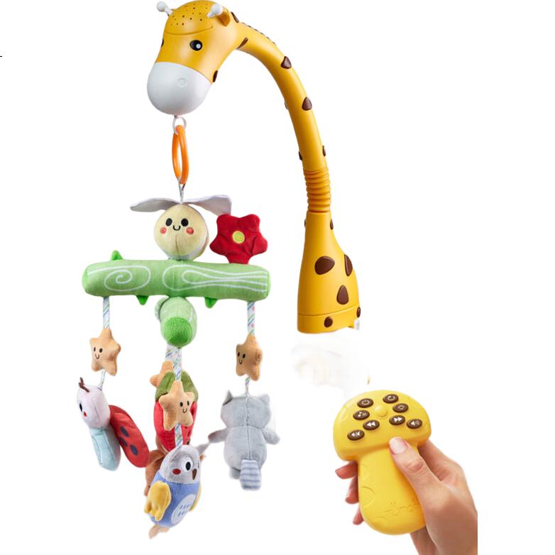 Детский мобиль Tumama Kids для кроватки, развивающая игрушка для новорожденных от 0 до 1 года, музыкальный мобиль с проектором и пультом ДУ