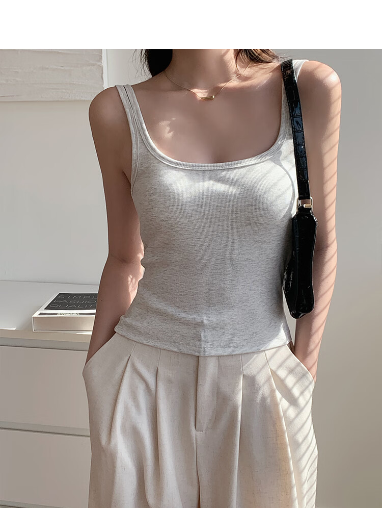 NOMe Women's Back-Exposing Small Camisole Vest New Integrated Bra with Chest Pad White M 11
