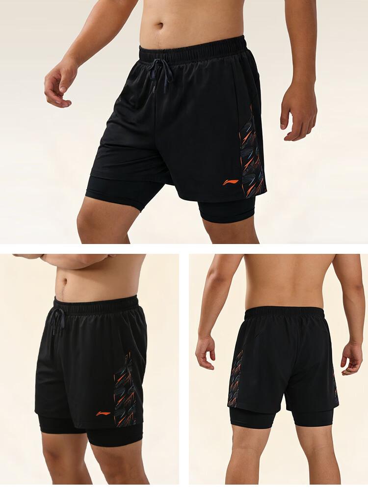 LI-NING Men's Plus Size Swim Trunks, Large Size, Loose Fit Hot Spring Swimwear for Over 300 lbs, Black 5XL 0531 20
