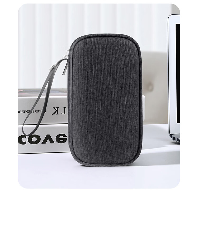 Biyoumei U-Shield USB Drive Storage Bag Multifunctional Data Cable Earphone Organizer Double-Layer 12 Slots Gray 15
