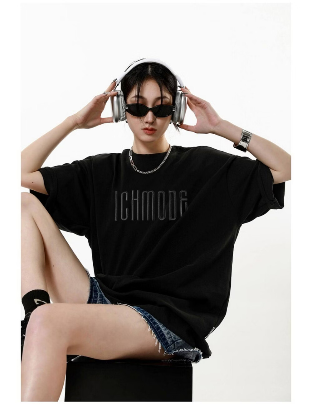 ICH MODE American Vintage Heavyweight Short Sleeve T-Shirt Women Summer New High Street Loose Half Sleeve Top Gray S 7