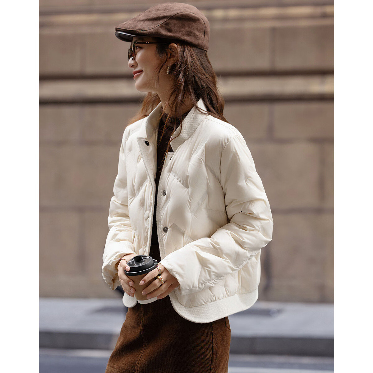 Demana [Lightweight Warmth Combination] Winter 90% Duck Down Korean Style Stand Collar Fabric Magnetic Snap Three-Layer Craft Women's Down Jacket