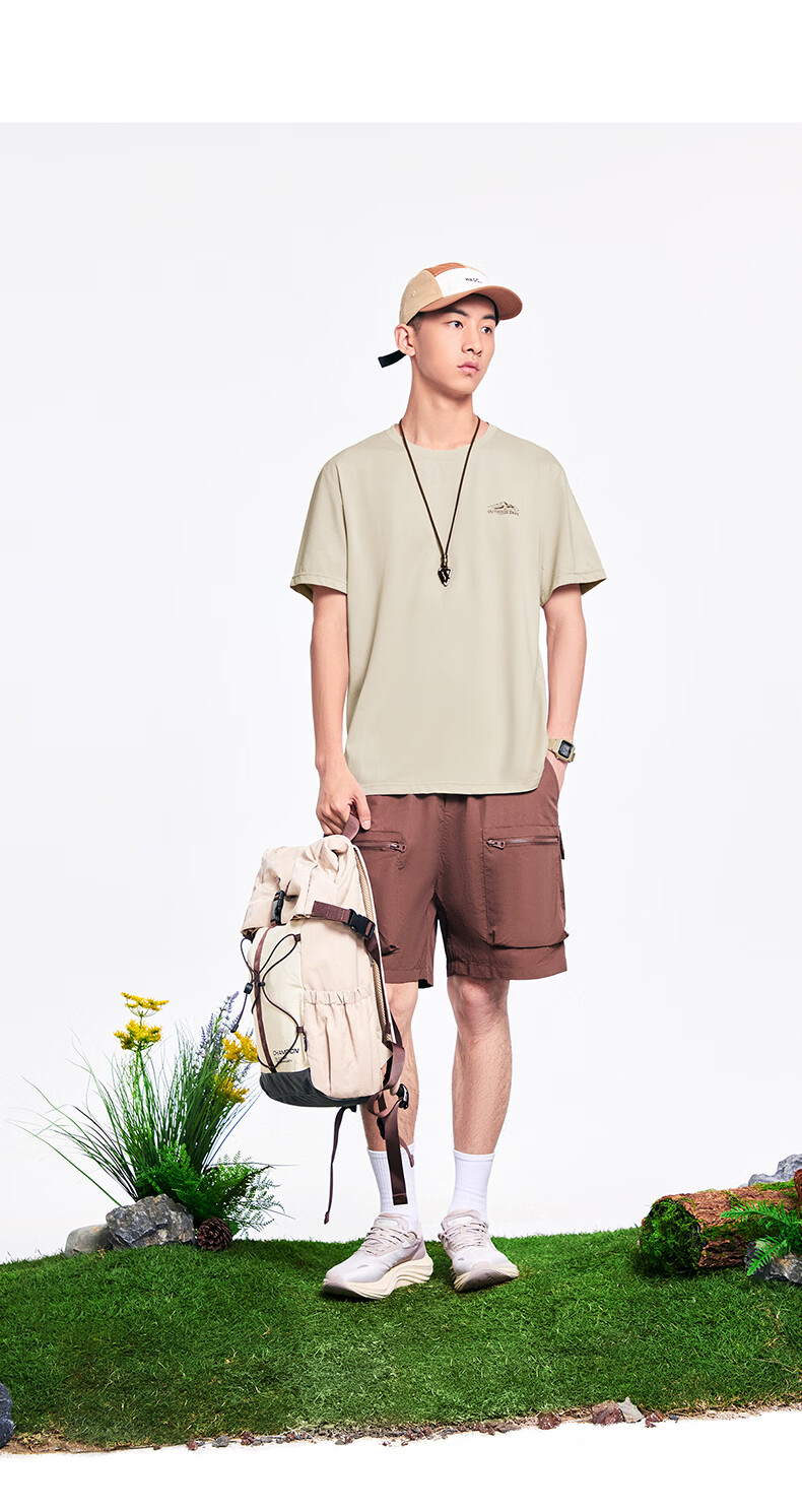Erke Antibacterial Men's Sports Short Sleeve T-Shirt Summer New Solid Color Crew Neck Running Casual Base Layer Tee 14