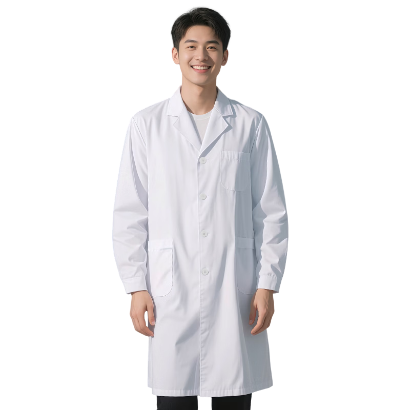SHENGLI White Lab Coat Work Uniform Laboratory Chemical University Student Lab Coat Hospital-Specific 95% Cotton Men Women Long Sleeve Button-Cuff Style BC416W Size 2XL