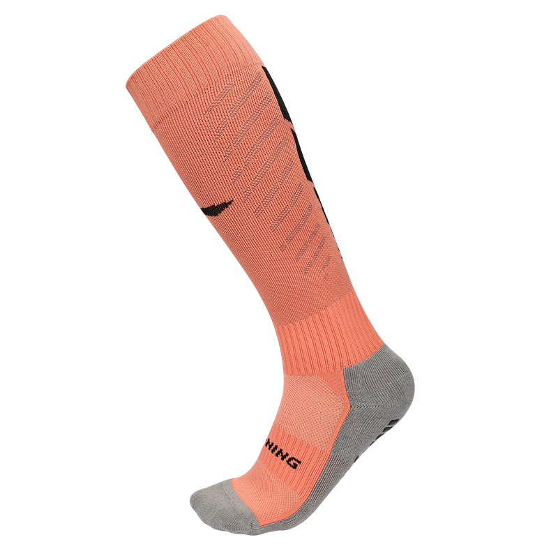 Li-Ning Football Socks Long Tube Adult Children Silicone Professional Match Anti-Slip Breathable Compression Shin Guard Sleeves Orange L