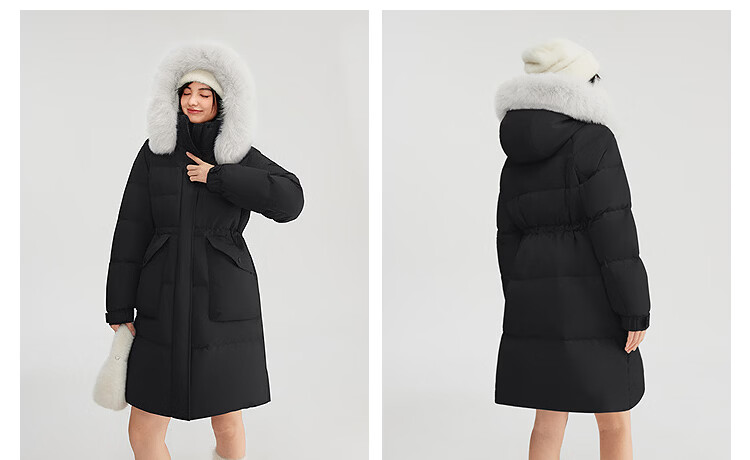 BOSIDENG 25 Years Women's Winter Down Jacket 90% Down Thickened Slim Mid-Length Large Fur Collar New Year Red Coat 13